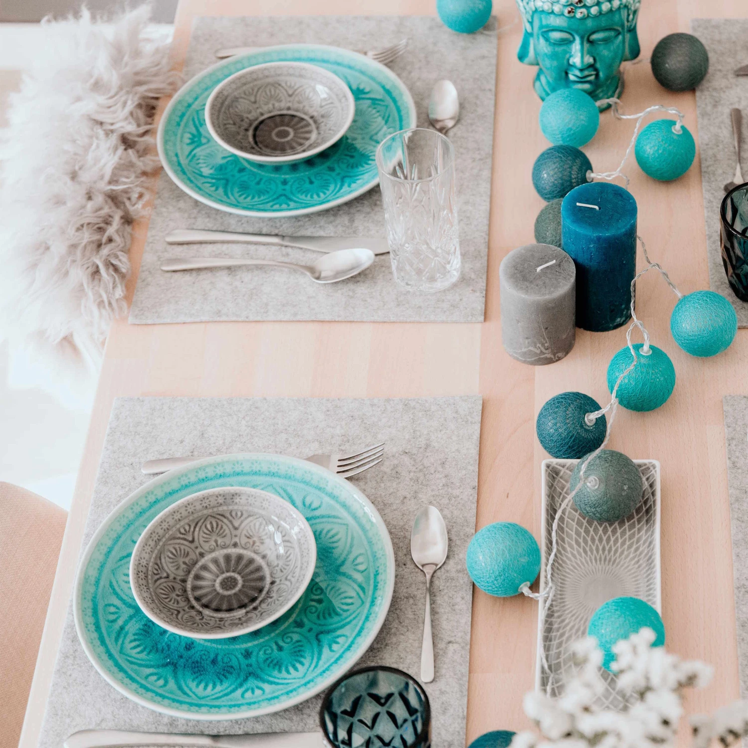 4x Teller Ø25cm SUMATRA In Türkis 5 4x Teller Ø25cm SUMATRA In Türkis – Bild 5