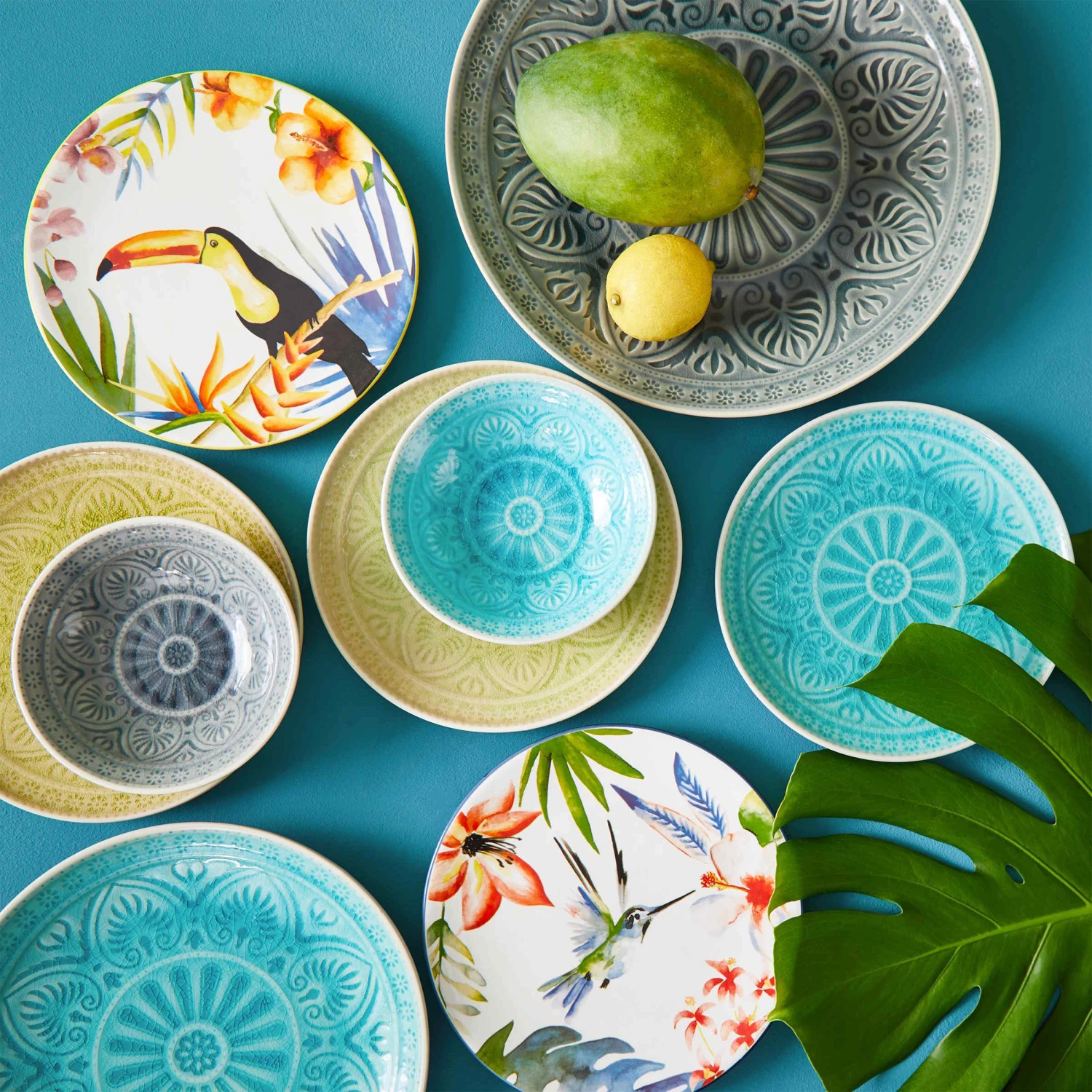 4x Teller Ø25cm SUMATRA In Türkis 8 4x Teller Ø25cm SUMATRA In Türkis – Bild 8