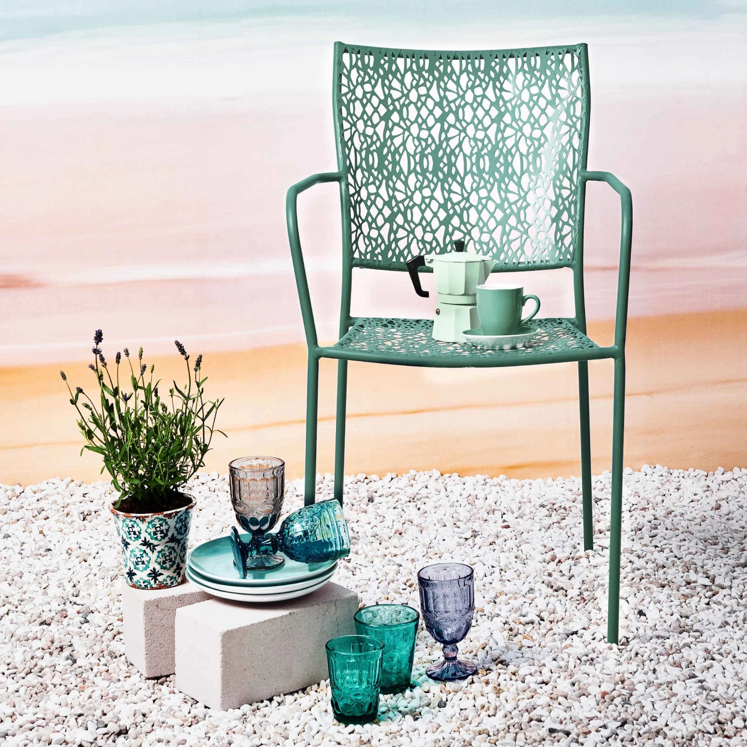 Gartenstuhl Stapelbar NANCY In Salbei 2 Gartenstuhl Stapelbar NANCY In Salbei – Bild 2