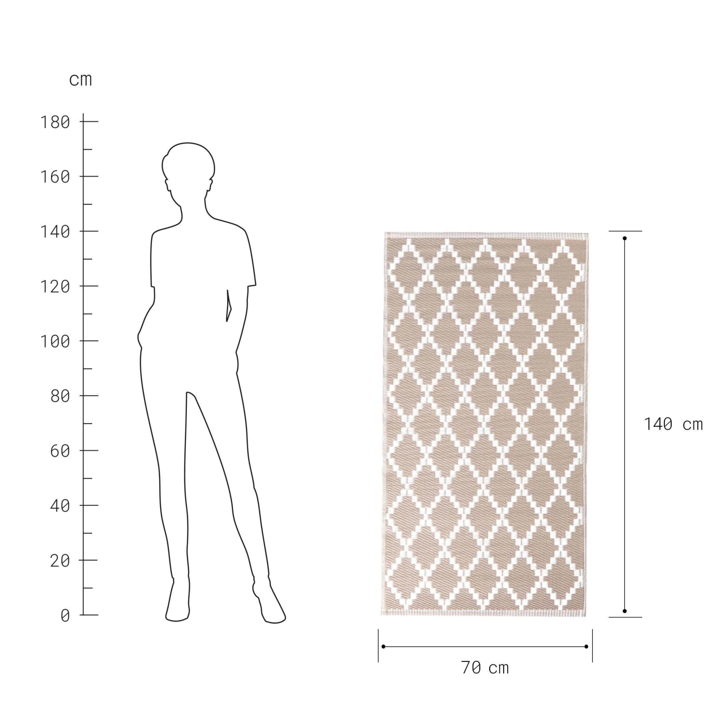 In- & Outdoor-Teppich Rauten L 140 X B 70cm COLOUR CLASH In Natur 3 In- & Outdoor-Teppich Rauten L 140 X B 70cm COLOUR CLASH In Natur – Bild 3