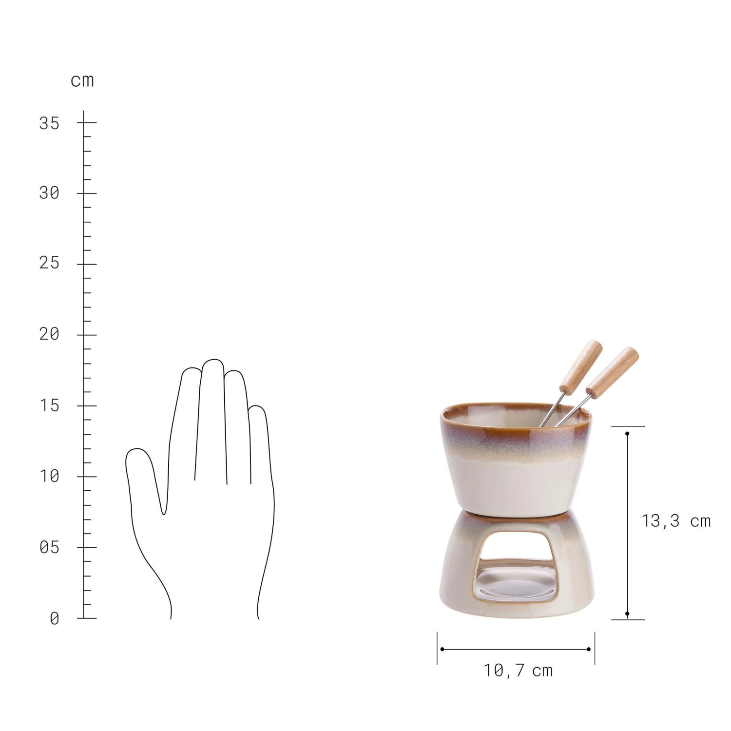 Mini-Fondue Mit 2 Gabeln AU CHOCOLAT In Beige 3 Mini-Fondue Mit 2 Gabeln AU CHOCOLAT In Beige – Bild 3