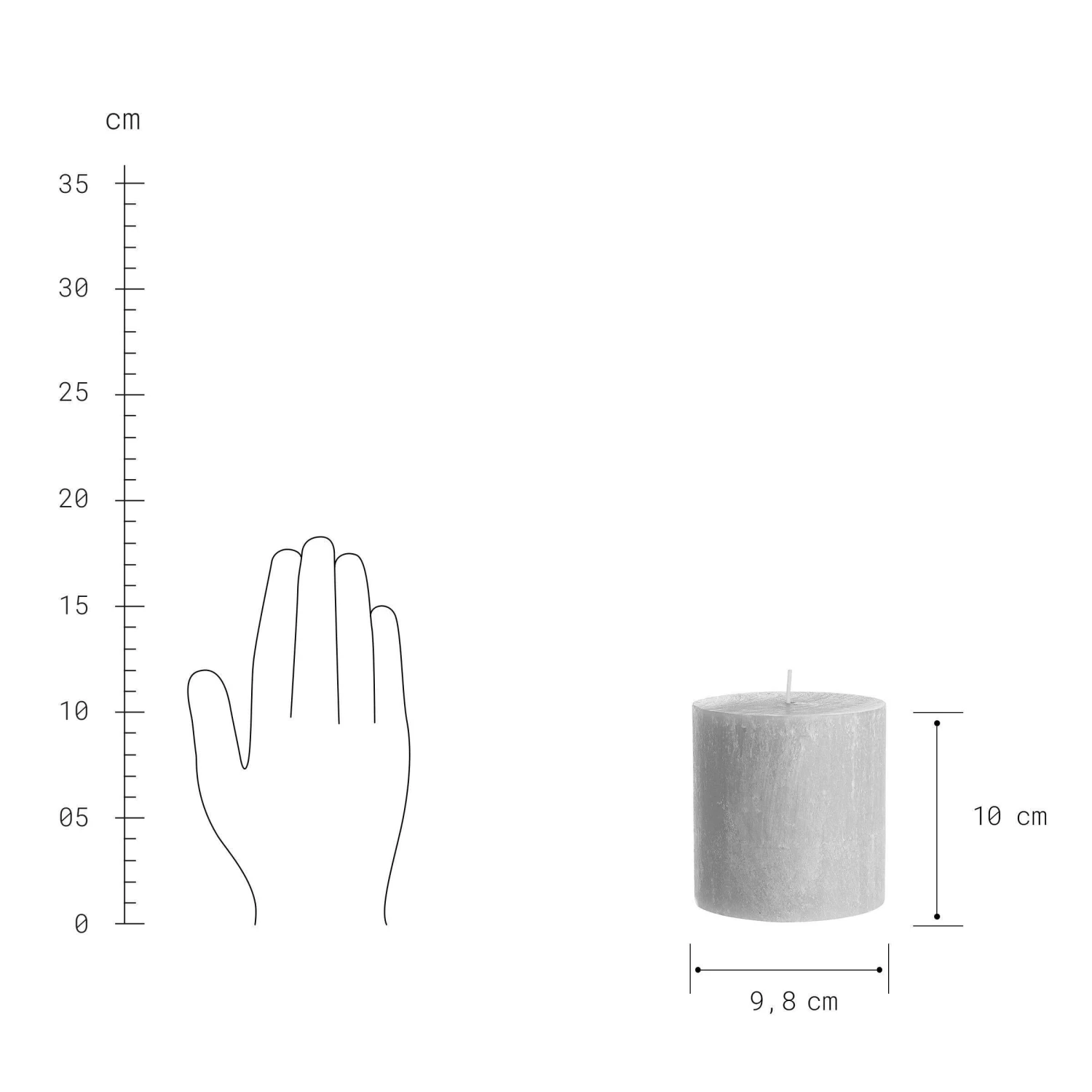 Stumpenkerze Höhe 10cm RUSTIC In Grau 3 Stumpenkerze Höhe 10cm RUSTIC In Grau – Bild 3