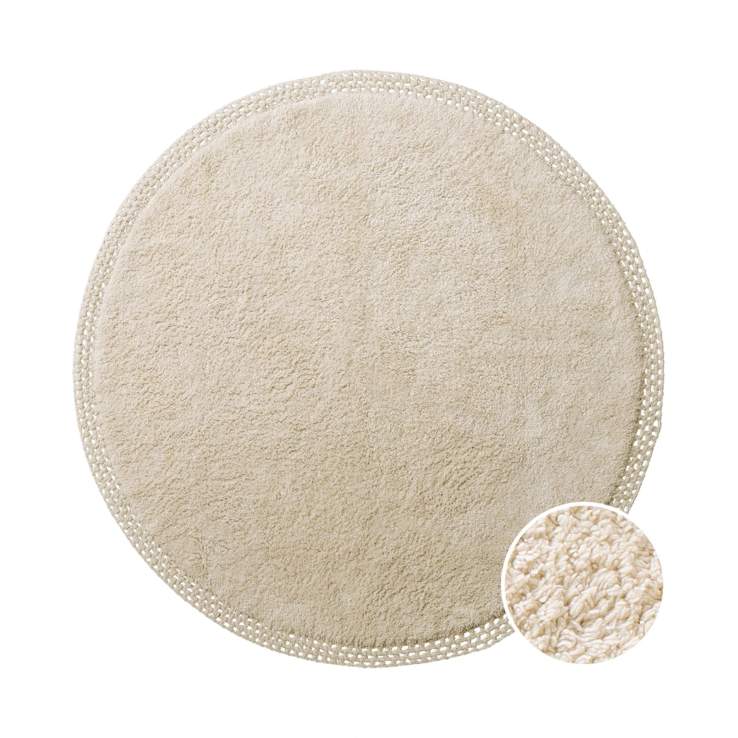 Teppich Hochflor Mit Makramé Ø120cm BOHO LOUNGE In Beige 1 Teppich Hochflor Mit Makramé Ø120cm BOHO LOUNGE In Beige