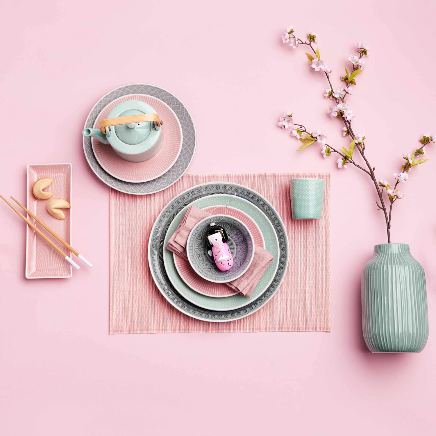 Vase 23cm HANAMI In Pastellgrün 3 Vase 23cm HANAMI In Pastellgrün – Bild 3